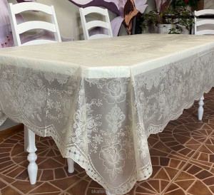 Скатерть виниловая молочная 150х225см(107/23)