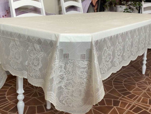 Скатерть виниловая молочная 150х225см(107/22)